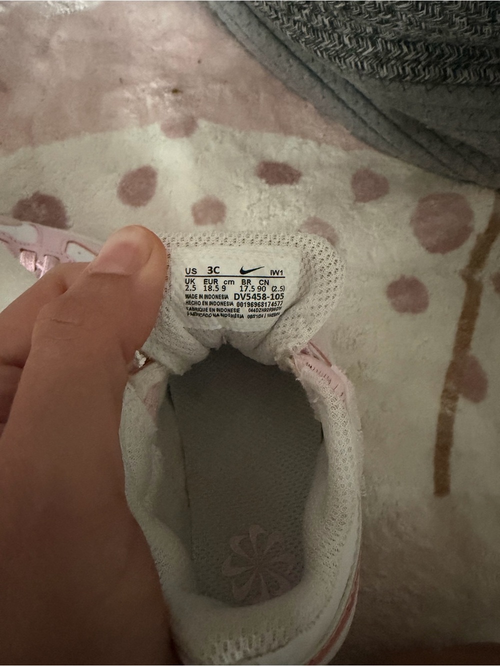 Nike Kids Pink and White Velcro Sneakers - Picture 5 of 5